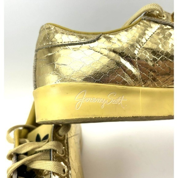Adidas JS Rod Laver Jeremy Scott Gold Sneakers D65861 Men's 7.5 Snakeskin Shoes - Picture 10 of 16